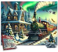 The Christmas Express Train Puzzle Festif du Père Noël 1000 pièces pour Adultes - Jeux Amusants en Famille pour Noël - Fabriqué en Grande-Bretagne Taille 66 x 50 cm