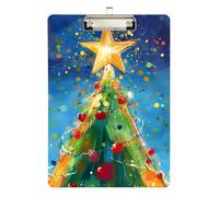 The Christmas Star Tree Presse-bloc Dossier Dossier Dossier Padfolio Transparent pour Police Office Nurse Football Entraîneurs Taille 9 x 12