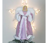 The Christmas Workshop 71109 - Cimier de Sapin de Noël - Robe Rose et Blanche - Décoration de Noël en Forme d’Ange - 30,5 cm de Haut