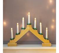 The Christmas Workshop Décoration de lumière LED pont Flamme traditionnelle en bois, bois, pin