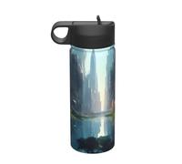 The City on the Water Bouteille d'eau isotherme en acier inoxydable avec paille (532 ml) - Convient pour le camping, le fitness, la randonnée en plein air