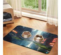 The City on the Water Tapis d'alimentation en similicuir absorbant l'eau pour animal domestique 40 x 60 cm antidérapant durable pour gamelles de chat et chien