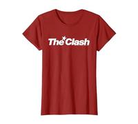 The Clash - Logo étoile Blanche T-Shirt, Femme, Canneberge, S