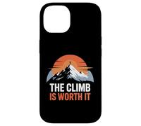 The Climb is Worth It Mountain Sunset Motivation Minimaliste Coque pour iPhone 14