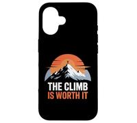 The Climb is Worth It Mountain Sunset Motivation Minimaliste Coque pour iPhone 16