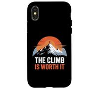 The Climb is Worth It Mountain Sunset Motivation Minimaliste Coque pour iPhone X/XS
