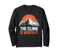 The Climb is Worth It Mountain Sunset Motivation Minimaliste Manche Longue