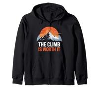 The Climb is Worth It Mountain Sunset Motivation Minimaliste Sweat à Capuche