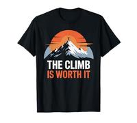 The Climb is Worth It Mountain Sunset Motivation Minimaliste T-Shirt