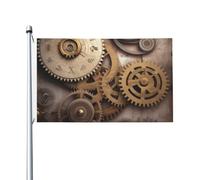 The Clocks Drapeau Engrenages 9,5 x 1,5 m Jardin Cour Extérieur Bannière | Drapeau double face avec œillets pour jardin, cour, terrasse, fête, maison