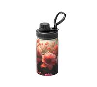 The Cluster of Red Flowers in The Sunlight Bouteille d'eau isotherme de 355 ml avec motif imprimé complet, étanche, en acier inoxydable et durable pour l'extérieur