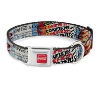 The Coca-Cola Company Collier pour Chien avec Boucle de Ceinture de sécurité en métal Multicolore 24 à 33 cm 2,5 cm de Large