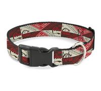 The Coca-Cola Company Collier pour Chien avec Boucle en Plastique Motif Blocs de Diamant Rouge/Marron/Beige 17,8 à 21,6 cm