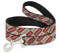 The Coca-Cola Company Laisse pour animal domestique avec logo Coca Cola Script Vert Rouge Blanc 1,8 m de long 3,8 cm de large
