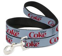 The Coca-Cola Company Laisse pour animal domestique avec logo Coca Diet Coca Gris clair, noir et rouge, 1,2 m de long, 3,8 cm de large