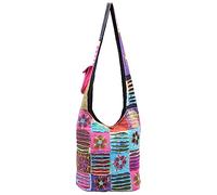 The Collection Royal Sac à bandoulière en coton patchwork style hippie bohème, Multi-flrlrip