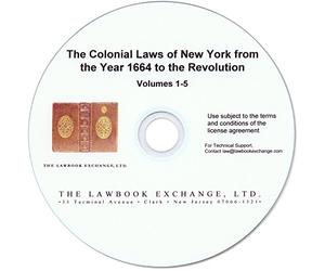 The Colonial Laws of New York. DVD consultable de l'œuvre en 5 volumes. [DVD uniquement]