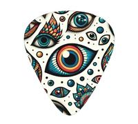 The-Colorful-Evil-Eye Lot de 12 médiators avec 3 épaisseurs et boîte de rangement, médiators en ABS pour guitare basse électrique