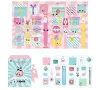 THE CONCEPT FACTORY - BO0186 Calendrier Kawaii avec Surprises Quotidiennes - Animaux Mignons et Accessoires de Papeterie - Conçu pour Noël - Multicolore - 19x13x25 cm