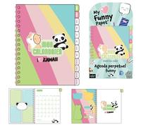THE CONCEPT FACTORY Carnet Planner Agenda A5 Kawaii Coloré Multicolore | Carton, carnet planner agenda A5, design kawaii coloré, organisation quotidienne, rose vert bleu et jaune