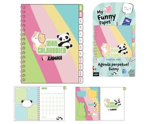 THE CONCEPT FACTORY Carnet Planner Agenda A5 Kawaii Coloré Multicolore | Carton, carnet planner agenda A5, design kawaii coloré, organisation quotidienne, rose vert bleu et jaune