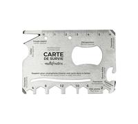 The Concept Factory Carte de survie métallique MG3376 – Acier inoxydable, multifonction Argent