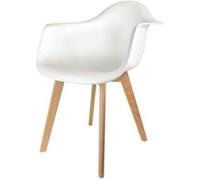 The concept factory - Fauteuil style Scandinave en polypropylène et bois de hêtre - Blanc Blanc