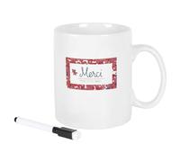 THE CONCEPT FACTORY - KA0304 Mug XXL avec Stylo - Design Élégant Rose/Blanc/Bleu - 80cl - pour Boissons et Collations - Tasse Céramique pour Maison et Bureau