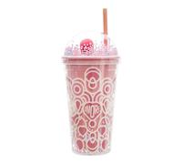 THE CONCEPT FACTORY - KA0803 - Gobelet de Transport Star Cup Heart 45Cl en Plastique Durable - Idéal pour Les Boissons à Emporter - avec Paille Colorée - Design Tendance - Couleur Rose Rouge