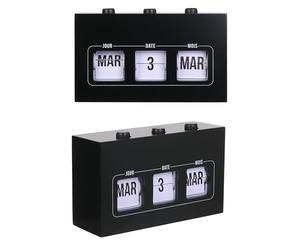 THE CONCEPT FACTORY - MO1312 Calendrier Flip Perpétuel Décoratif - Bois et Plastique - Conçu pour Dynamiser Votre Intérieur - Dimensions 5.5L x 11.5H cm - Couleur Noir