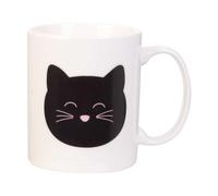 Totally Addict Mug thermoréactif KA4188 – Motif Chat, Porcelaine 30 cl Noir/Rose