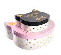 THE CONCEPT FACTORY - RG6219 Ensemble de 2 Boîtes de Rangement en Forme de Chat - Conçues pour Chambre d'Enfant - Dimensions 85 x 25 x 23 cm - Couleur Rose et Noir