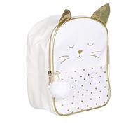 THE CONCEPT FACTORY - VO1420 Sac à Dos Chat Blanc pour Filles - Loisir et Voyage - Sangles Réglables - Anse de Transport - Entretien Facile - Taille Unique - Blanc Doré