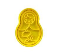 The Cookie Cutter Hub Emporte-pièce en forme de poupée Matriochka de 10 cm avec une fleur et un embosseur assorti pour biscuits, argile, décoration de pâtisserie