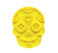 The Cookie Cutter Hub Emporte-pièce en forme de tête de mort avec un cœur et un gaufrage assorti pour cookies, biscuits, argile, décoration de pâtisserie 10 cm