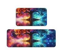 The Cosmic Tree of Life in Space Lot de 2 tapis de cuisine antidérapants en bois pour la maison et le bureau