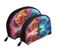 The Cosmic Tree of Life in Space Lot de 2 trousses de toilette de voyage Motif arbre de vie, blanc, Taille unique