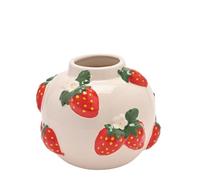 The Cottage Garden Petit vase peint à la main - Fraise | Bourgeon en céramique avec motif de fruits rouges | Vase à fleurs décoratif de style rustique ou rustique pour décoration d'intérieur rustique