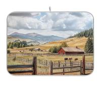 The Cowboy Ranch in Montana Tapis de séchage absorbant lavable pour comptoir Accessoires de comptoir Taille L 45,7 x 61 cm