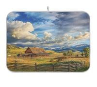 The Cowboy Ranch in Montana Tapis de séchage absorbant pour vaisselle en microfibre mate Accessoires de cuisine pour comptoir Taille L 45,7 x 61 cm