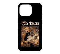 The Cozy Reader Livre pour Chat Noir Coque pour iPhone 16 Pro