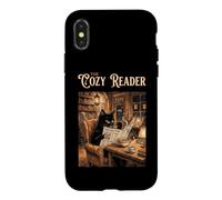 The Cozy Reader Livre pour Chat Noir Coque pour iPhone X/XS