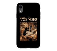 The Cozy Reader Livre pour Chat Noir Coque pour iPhone XR