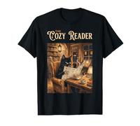 The Cozy Reader Livre pour Chat Noir T-Shirt Graphique avec Valeur