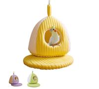 The Cozy Winter Bird Nest,Hanging Bird House with Soft Mat for Cage,Warm & Snug Bed for Indoor & Outdoor Use,Parakeet Nest for Sleeping (Yellow, M)