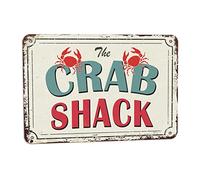 The Crab Shack Tin Vintage Look 20,3 x 30,5 cm Décoration murale amusante pour maison, cuisine, chambre à coucher, ferme, magasin, café, bar, pub