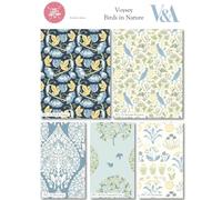The Craft Cotton Co Lot de 5 coupons de tissu en coton Motif oiseaux dans la nature (2872) - 100 % coton sous licence V&A - Lot de 5 pièces - 111,8 cm de large, 145 g/m²