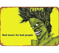 The Cramps Poster - Bad Music for Bad People - Plaque en métal vintage pour bar, café, décoration murale d'intérieur, 30,5 x 20,3 cm