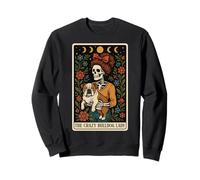 The Crazy Bulldog Lady Dog Carte de Tarot Squelette Lune sorcière Sweatshirt