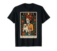 The Crazy Bulldog Lady Dog Carte de Tarot Squelette Lune sorcière T-Shirt